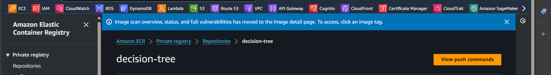 click view push commands