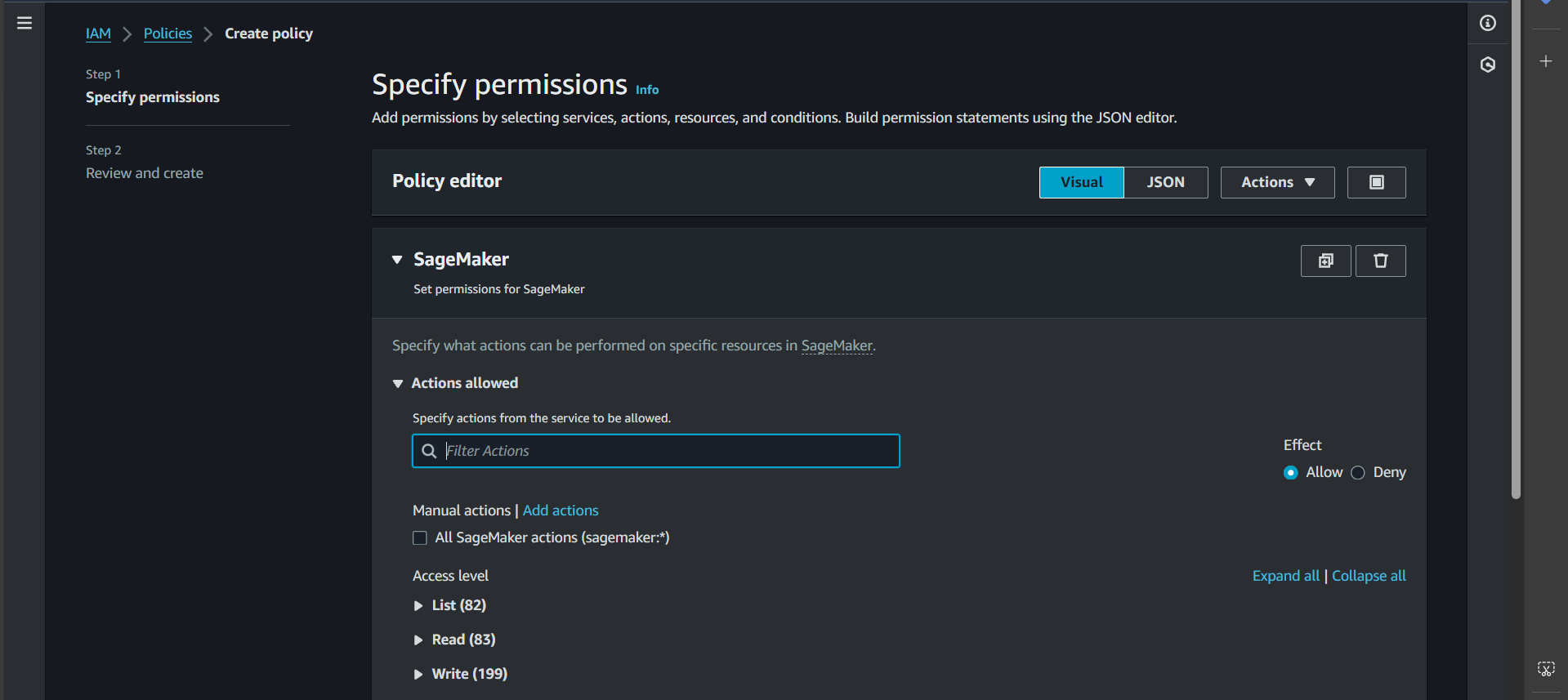 choose SageMaker service