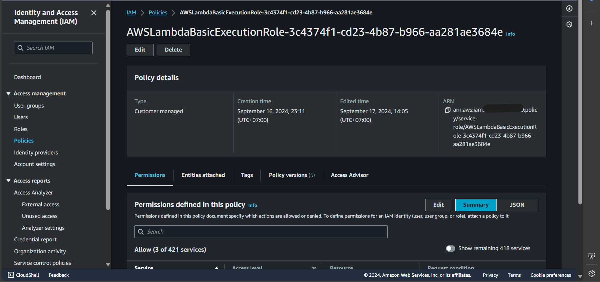 edit function policy
