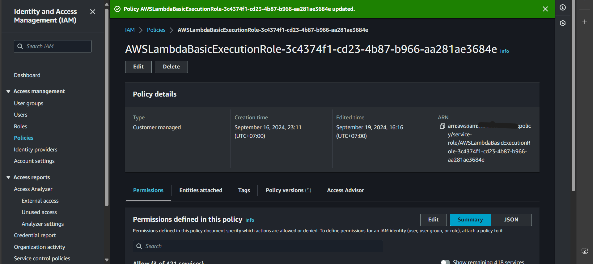 update policy success